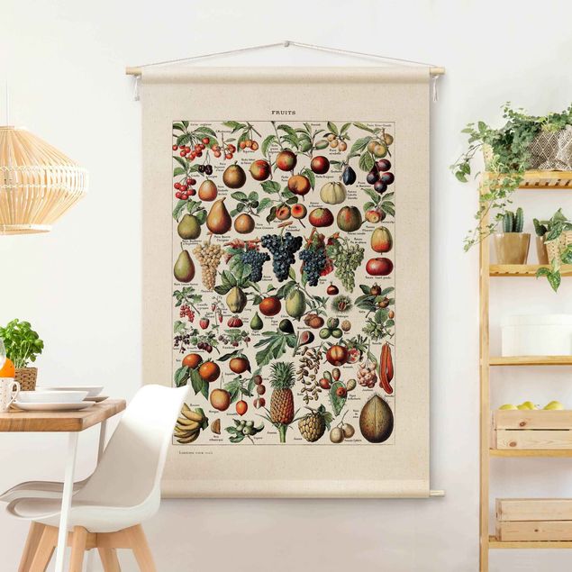Arazzi da parete moderno Tavola didattica vintage frutti