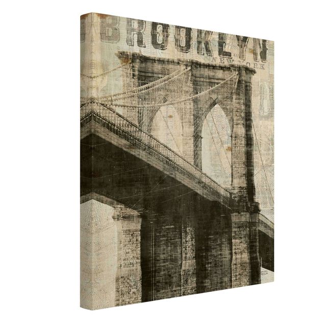 Stampa su tela Vintage NY Ponte di Brooklyn