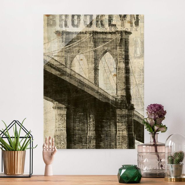 Lavagna magnetica vetro Vintage NY Ponte di Brooklyn