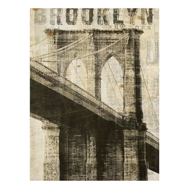 Quadro in vetro - Vintage NY Ponte di Brooklyn
