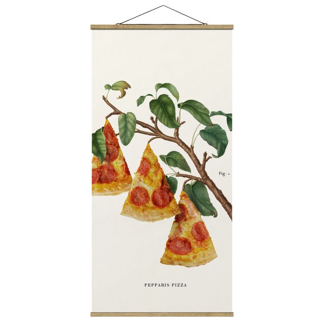 Foto su tessuto da parete con bastone - Pianta vintage - Pizza