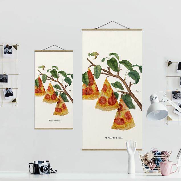 Foto su tessuto da parete con bastone - Pianta vintage - Pizza