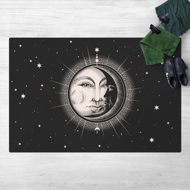 Tappeti moderni Illustrazione vintage di sole e luna