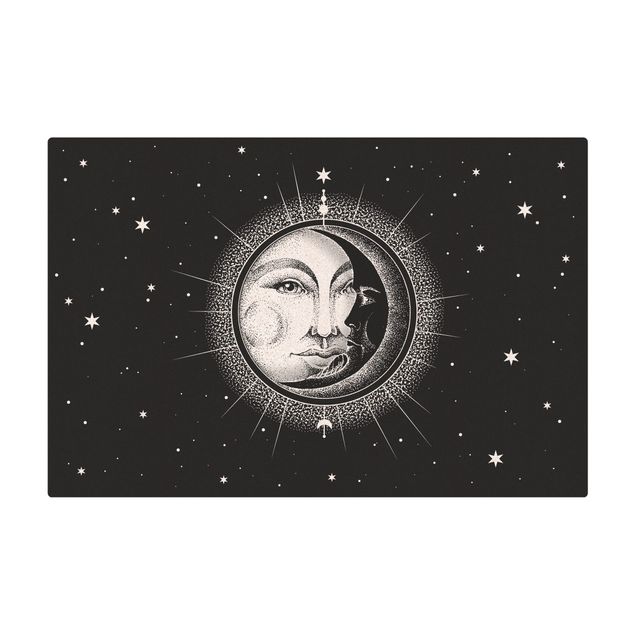 Tappetino di sughero - Illustrazione vintage di sole e luna - Formato orizzontale 3:2