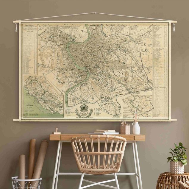 Arazzi da parete xxl Mappa vintage della Roma Antica