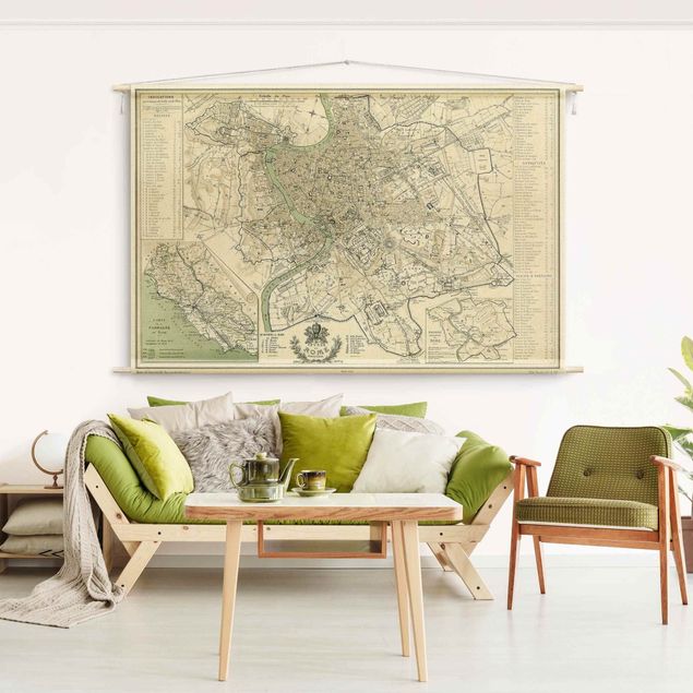 Arazzi da parete grande Mappa vintage della Roma Antica