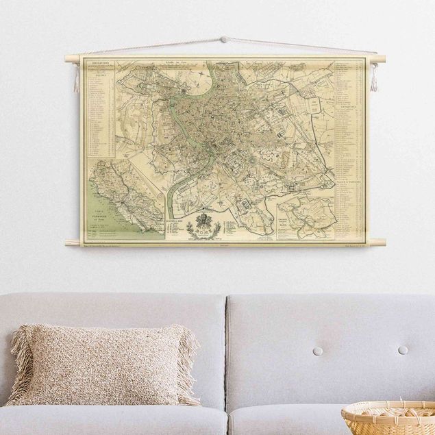Arazzi da parete vintage Mappa vintage della Roma Antica