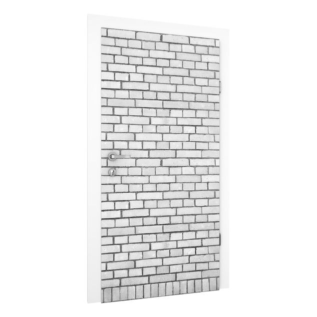 Carta da parati per porte - Brick Effect Wallpaper - White Brick Wall in London