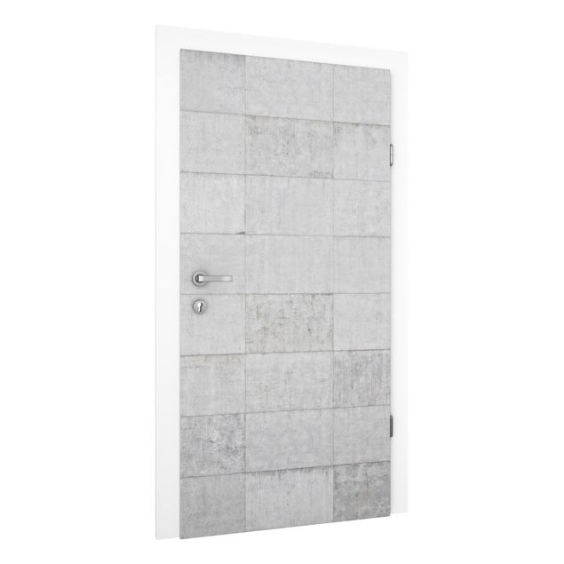 Carta da parati per porte - Conctrete Wallpaper - Grey Concrete Block Wall