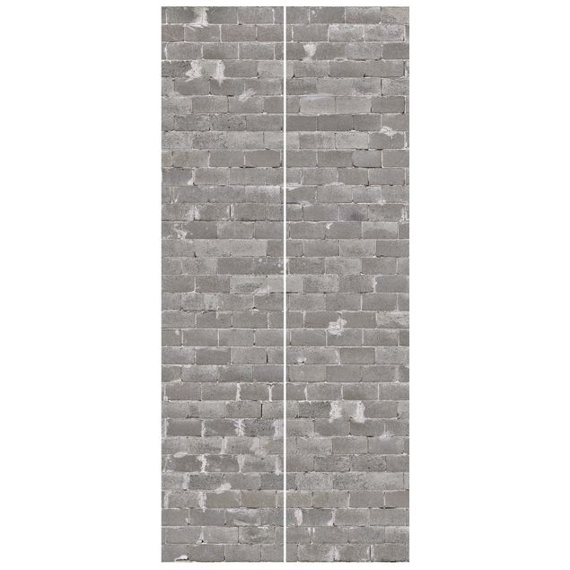 Carta da parati per porte - Conctrete Wallpaper - Grey Concrete Block Wall