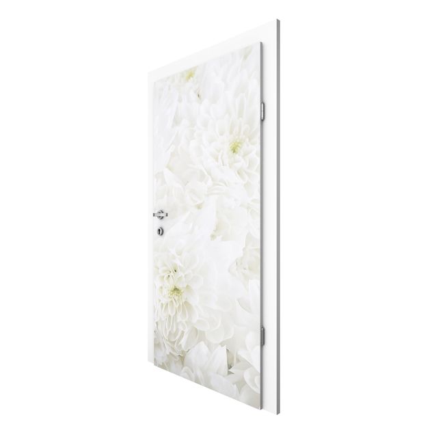 Carta da parati per porte - Dahlias sea of flowers white