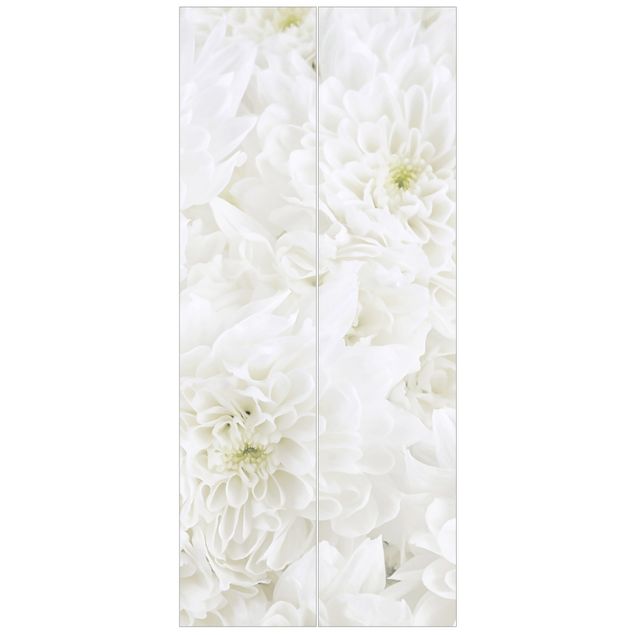 Carta da parati per porte - Dahlias sea of flowers white