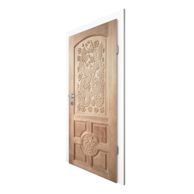 Carta da parati per porte - Carved Asian Wooden Door from Thailand
