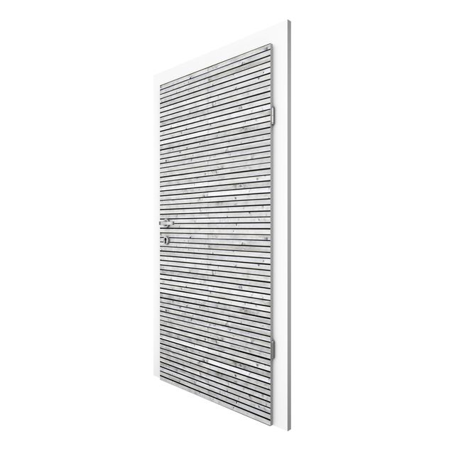 Carta da parati per porte - Wood Panel Wallpaper - Black and White Wood Planks
