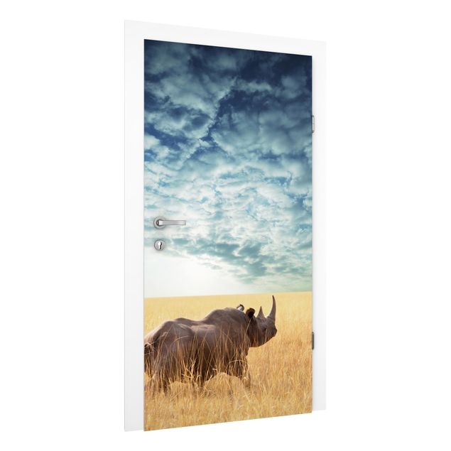 Carta da parati per porte - Rhino From Savanna