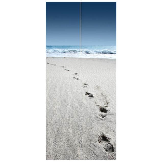 Carta da parati per porte - Footprints in the sand
