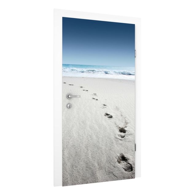 Carta da parati per porte - Footprints in the sand