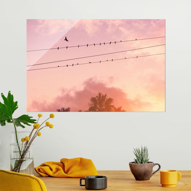 quadri con animali Uccellini sulla linea elettrica
