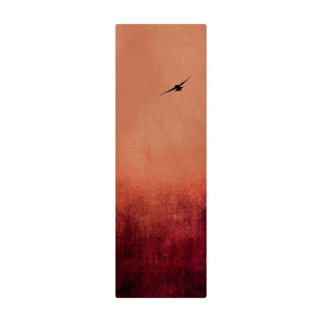 Tappetino di sughero - Uccellino al tramonto - Formato verticale 1:2