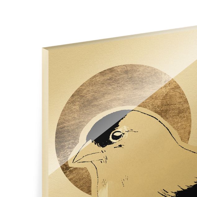 Quadro in vetro - Uccello nel sole dorato II - Formato verticale