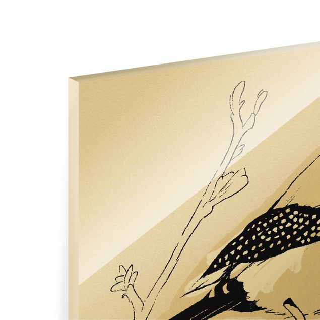 Quadro in vetro - Uccello nel sole dorato III - Formato orizzontale
