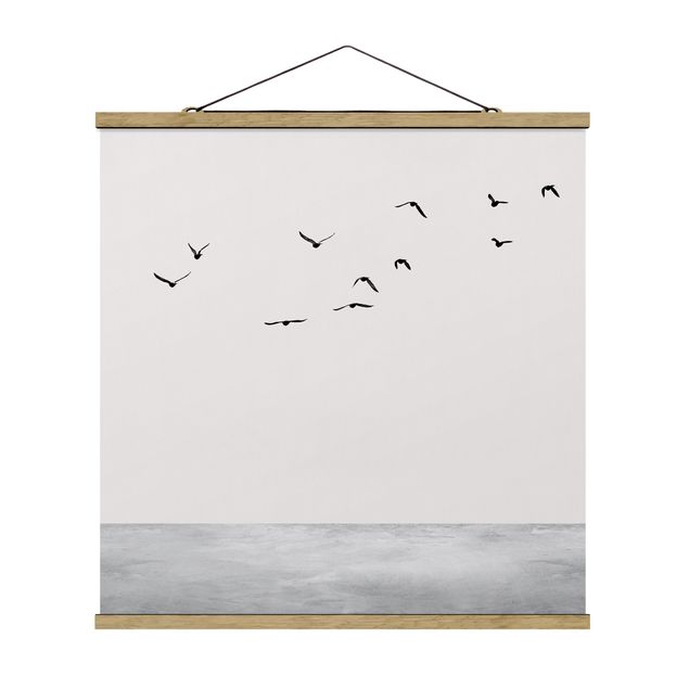 Foto su tessuto da parete con bastone - Migrazione di uccelli al Sud - Quadrato 1:1