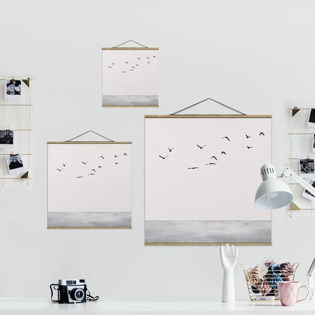 Foto su tessuto da parete con bastone - Migrazione di uccelli al Sud - Quadrato 1:1