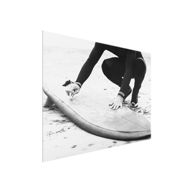 Quadro in vetro - Incerando la tavola da surf