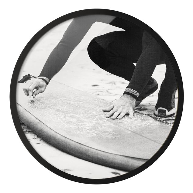 Quadro rotondo incorniciato - Incerando la tavola da surf
