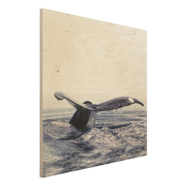Stampa su legno - Canto delle balene in Islanda