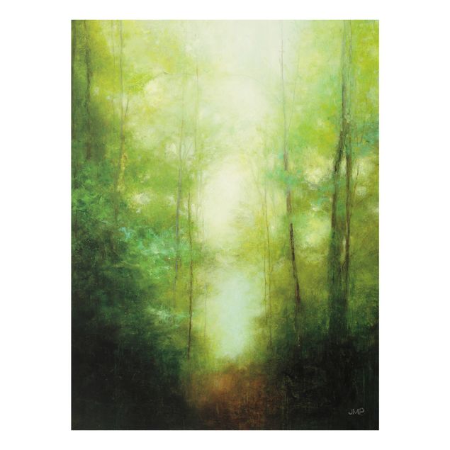Quadro in vetro - Passeggiata nella foresta nella nebbia
