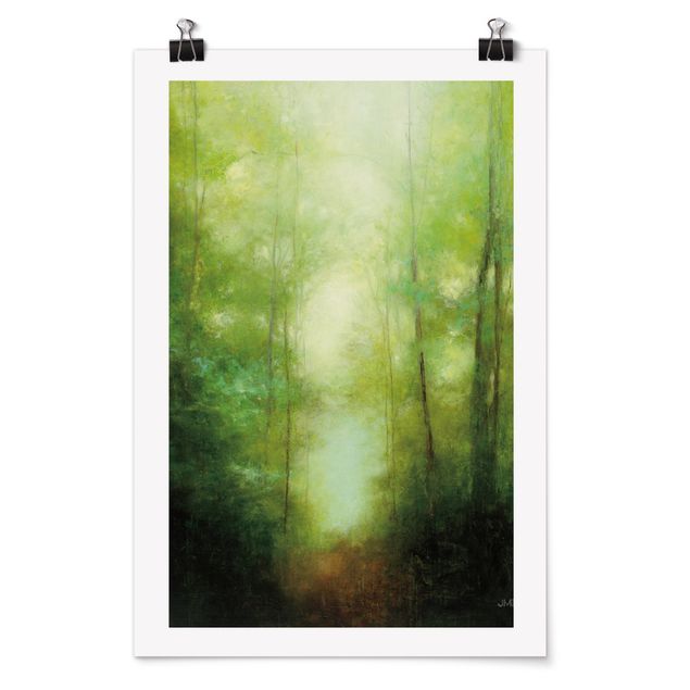 Poster riproduzione - Passeggiata nella foresta nella nebbia