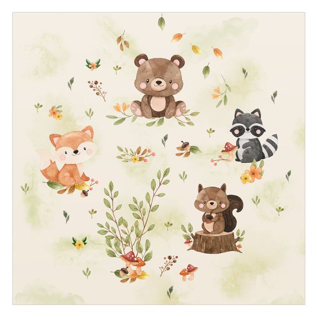 Decorazione per finestre - Animali della foresta in autunno volpe orso scoiattolo procione