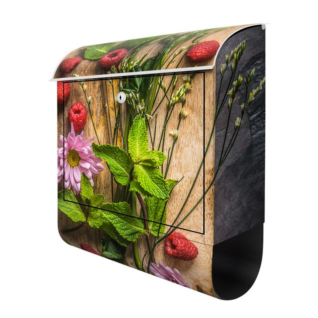 Cassetta postale Flower raspberries mint 39x46x13cm