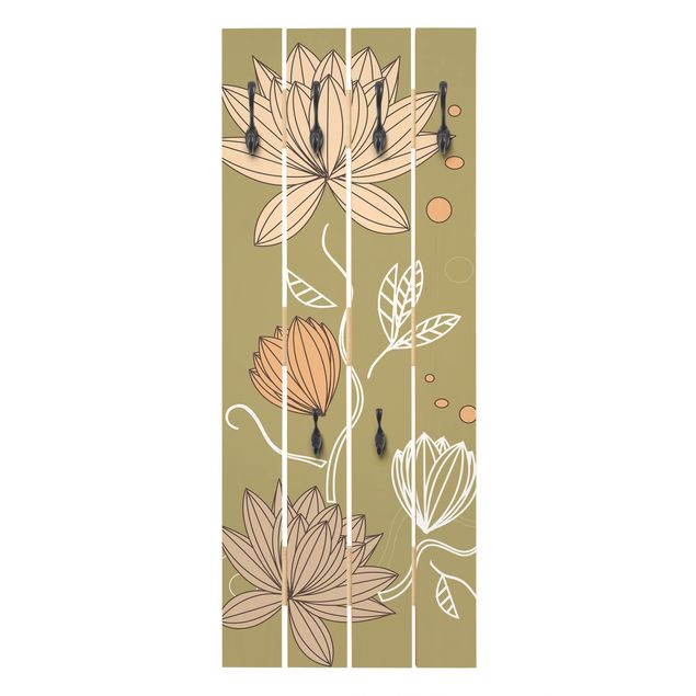 Appendiabiti in legno - Art Nouveau Flower