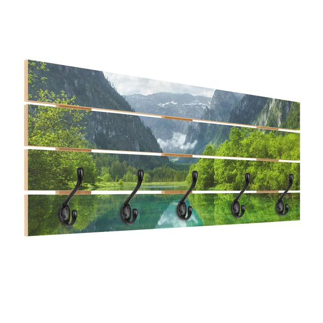Appendiabiti in legno - Lago di montagna con mirroring