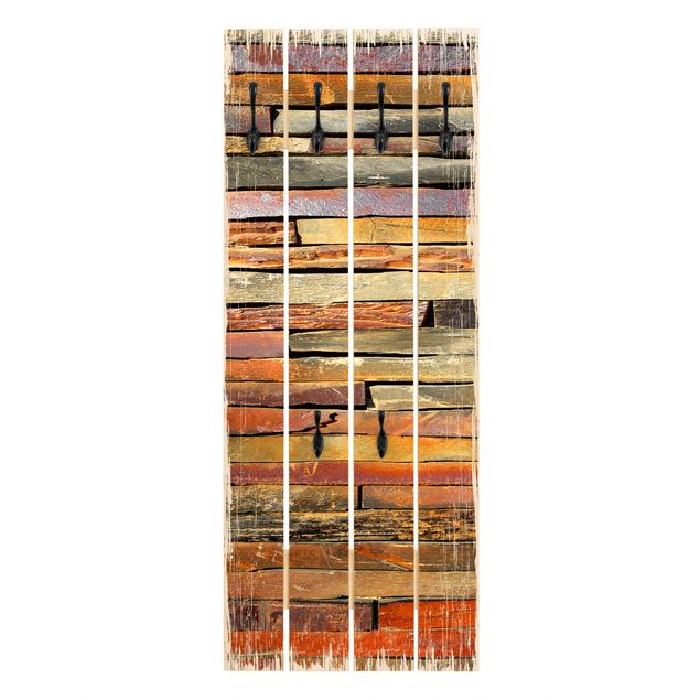 Appendiabiti in legno - Stack Of Planks - Ganci neri - Verticale