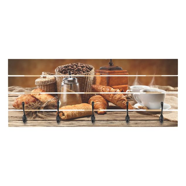 Appendiabiti in legno - Breakfast Table - Ganci neri - Orizzontale