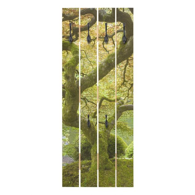 Appendiabiti in legno - Green Japanese Garden - Ganci neri - Verticale