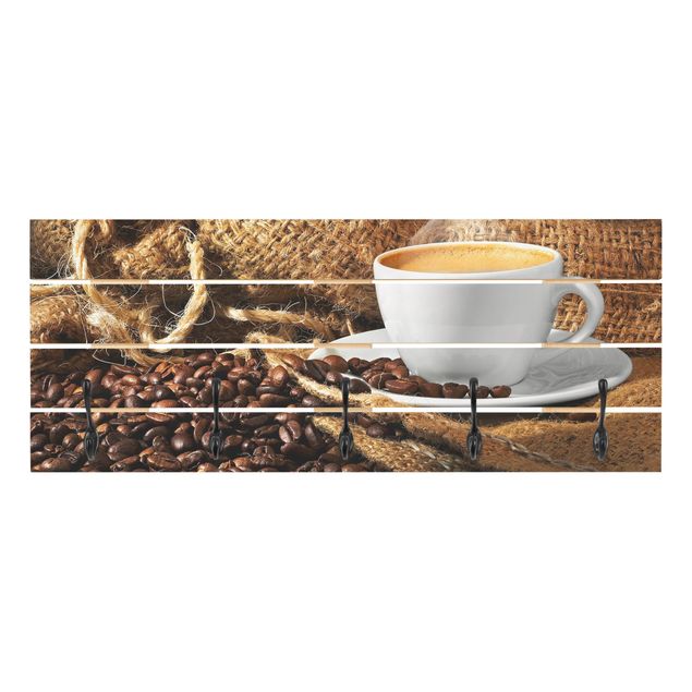 Appendiabiti in legno - Morning Coffee - Ganci neri - Orizzontale