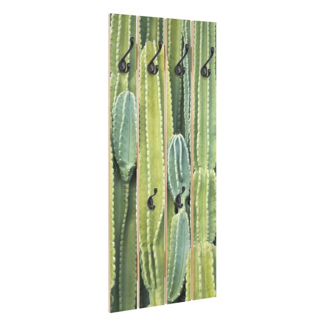 Appendiabiti in legno - Cactus Wall - Ganci neri - Verticale