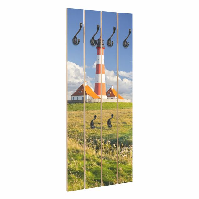 Appendiabiti in legno - Lighthouse In Schleswig-Holstein - Ganci neri - Verticale