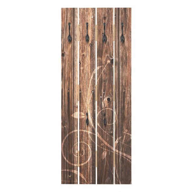 Appendiabiti in legno - No.547 Recinto di legno floreale