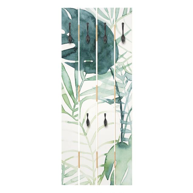 Appendiabiti in legno - fronde di palma in acquerello II