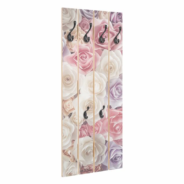 Appendiabiti in legno - Pastello carta di arte Roses