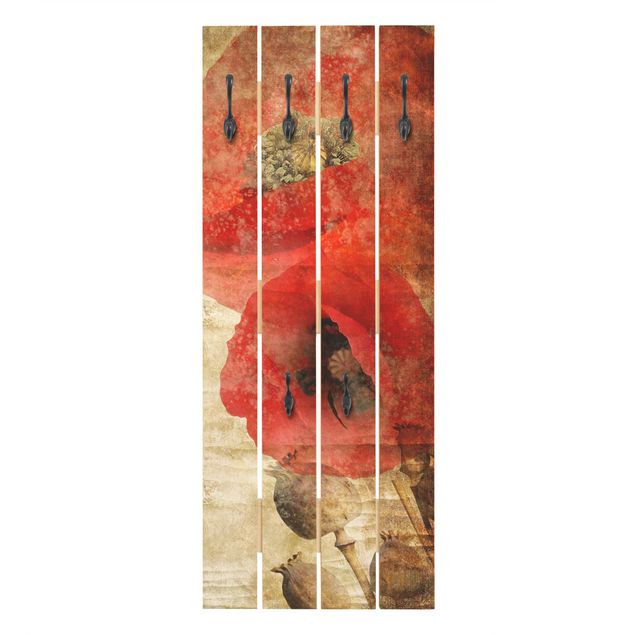 Appendiabiti in legno - Poppy Flower