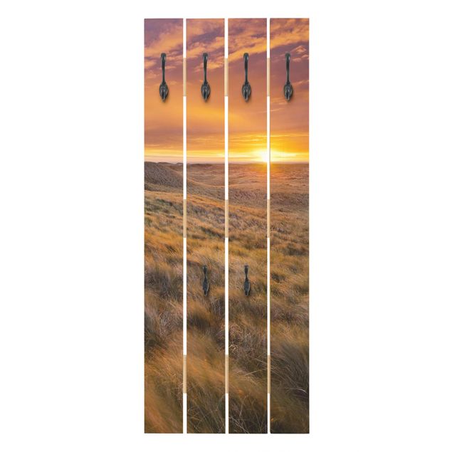 Appendiabiti in legno - Sunrise On The Beach On Sylt - Ganci neri - Verticale