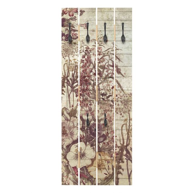 Appendiabiti in legno - Floral Woodlook Vintage