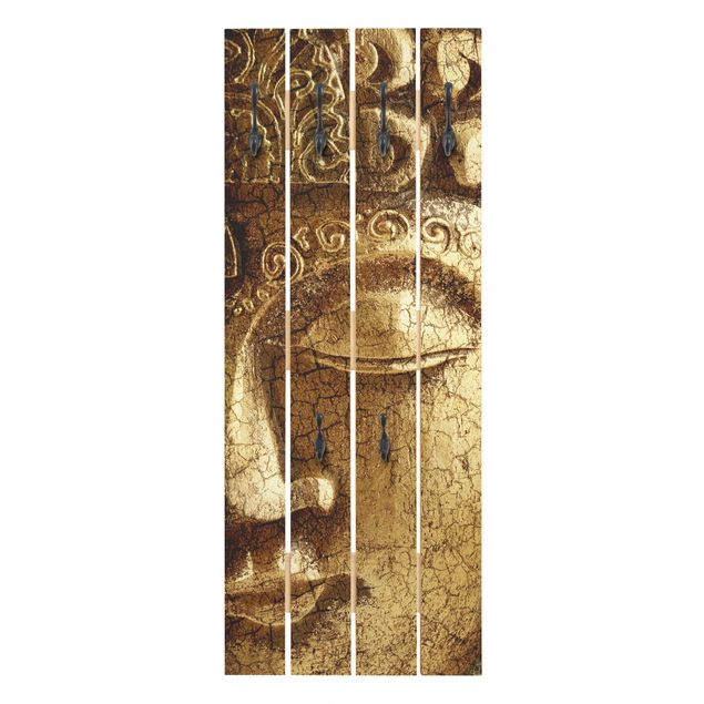Appendiabiti in legno - Vintage Buddha - Ganci neri - Verticale