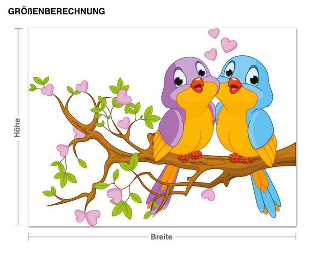 Adesivo murale - uccelli innamorate